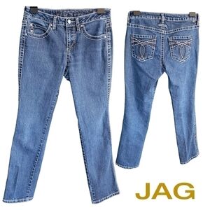 Jag Jeans Mid Rise Straight Leg Embroidered Back Pocket Jeans Size 4P